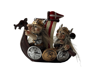 Vikingepar i Vikingeskib med sejl